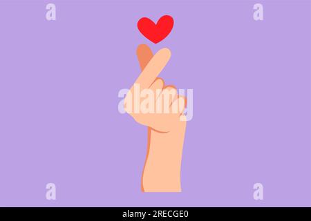 Korean heart sign. Finger love symbol. Happy Valentines Day. I love you  hand gesture. Vector illustration - Stock Image - Everypixel