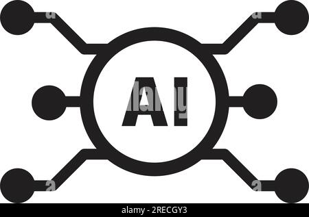AI, Artificial intelligence icon digital micro chip for computer and technology illustration Stock Vector
