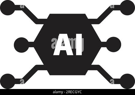 AI, Artificial intelligence icon digital micro chip for computer and technology illustration Stock Vector