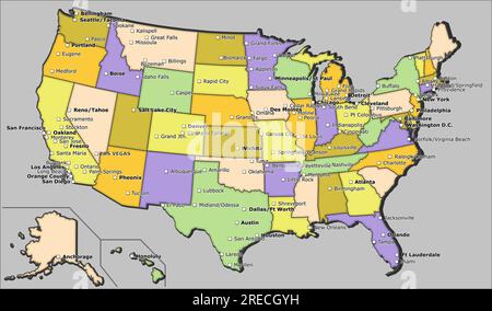 Political vector map of USA Stock Vector