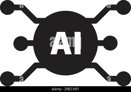 AI, Artificial intelligence icon digital micro chip for computer and technology illustration Stock Vector