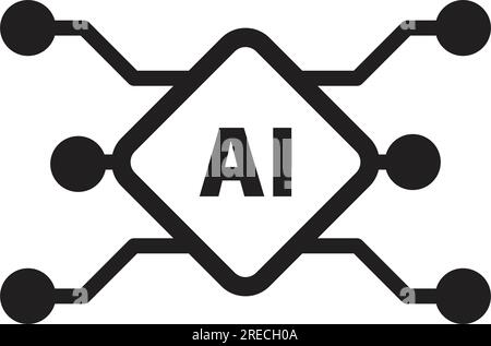 AI, Artificial intelligence icon digital micro chip for computer and technology illustration Stock Vector