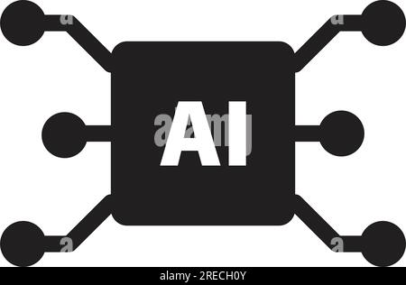 AI, Artificial intelligence icon digital micro chip for computer and technology illustration Stock Vector