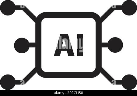 AI, Artificial intelligence icon digital micro chip for computer and technology illustration Stock Vector