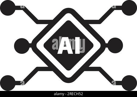 AI, Artificial intelligence icon digital micro chip for computer and technology illustration Stock Vector