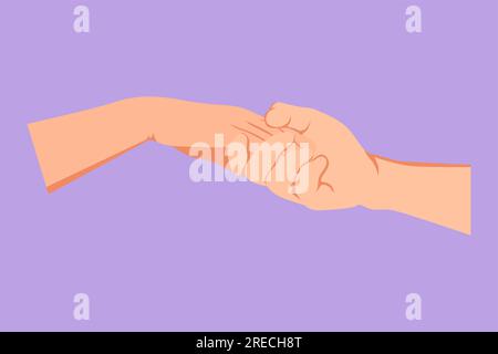 Cartoon flat style drawing of romantic man and woman holding hands each other. Sign or symbol of love, caring, friendship, relationship. Hand gestures Stock Photo
