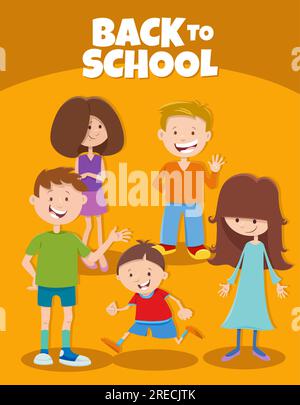 Cartoon Illustration of Funny Elementary or Teen Age Kids Characters ...