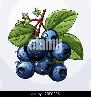 Blueberry hand-drawn comic illustration. Blueberry. Vector doodle style cartoon illustration Stock Vector