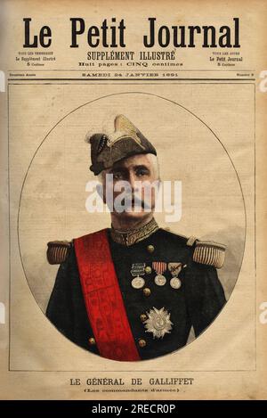 Portrait du general marquis Gaston de Galliffet (1830-1909), commandant d'armee, candidat a la presidence de la republique en 1879 et ministre de la guerre en 1899. Gravure in 'Le petit journal illustre' 24011891. Stock Photo