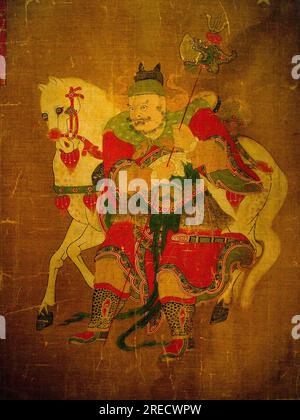 Messager des Enfers avec cheval, peinture sur rouleau de chanvre ...