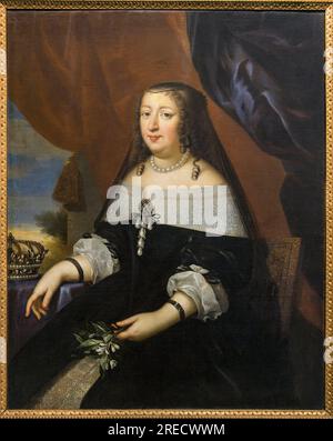Portrait of Anne of Austria (Autriche) ATTRIBUTED TO Jean Nocret (1615-1672) -  Musee Saint-Loup, Troyes . Stock Photo