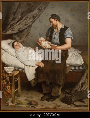 The newborn child, 1880 - Andre Gill (Louis-Alexandre Gosset de Guines, dit, 1840-1885). 'Le nouveau ne', 1880. Musee des Beaux-Arts de la Ville de Paris, Petit Palais. Stock Photo