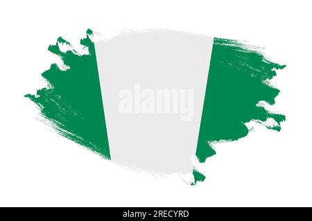 Stroke brush textured flag of nigeria on white background Stock Photo ...