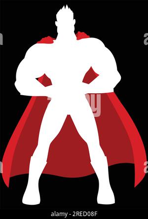 Cartoon illustration of a superhero isolated on black background Stock Vector
