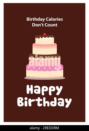 Vector illustration of a cake tart for birthday card Stock Vector