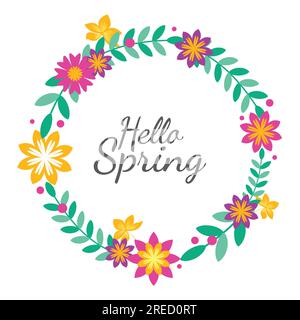 Simple flat vector of decorative circle with leaves and flowers Stock Vector