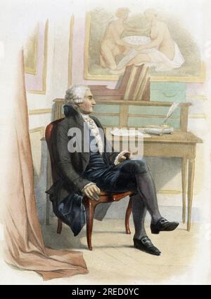 Portrait de Marie Jean Antoine Nicolas de Caritat, Marquis de Condorcet (1743-1793), philosophe francais - in 'Le Plutarque francais', Ed. Mennechet, 1844-1847 Stock Photo