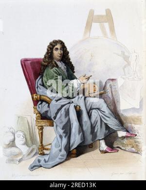 Charles Lebrun (Le Brun) (1619-1690) peintre et decorateur francais- in 'Le Plutarque francais', par Mennechet, Paris, 1844-47 Stock Photo