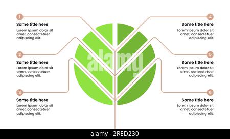 Infographic template with 6 options or steps. Abstract tree. Can be used for workflow layout, diagram, banner, webdesign. Vector illustration Stock Vector