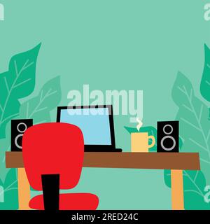 Simple flat vector graphic illustration of working table Stock Vector