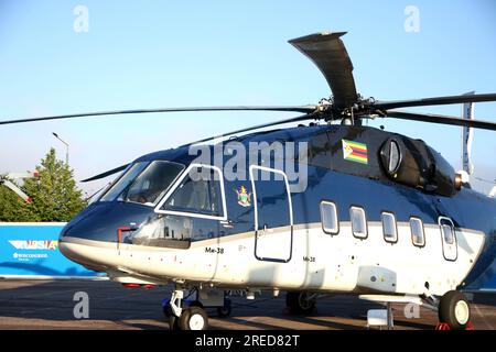 Saint Petersburg, Russia. 27th July, 2023. Mi 38 helicopter on the Second summit economic and humanitarian forum 2023 in Saint Petersburg, Russian Federation. (Photo by Maksim Konstantinov/SOPA Images/Sipa USA) Credit: Sipa USA/Alamy Live News Stock Photo