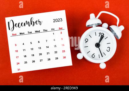 December 2023 Monthly calendar for 2023 year with pink colour alarm ...