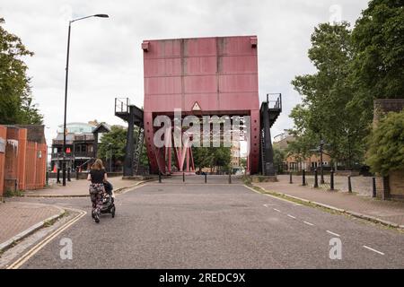 Surrey Basin Bascule bridge, Rotherhithe, south-east, London, Southwark, England, U.K. Stock Photo