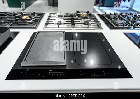 Modern cooking stoves on display in the store Stock Photo