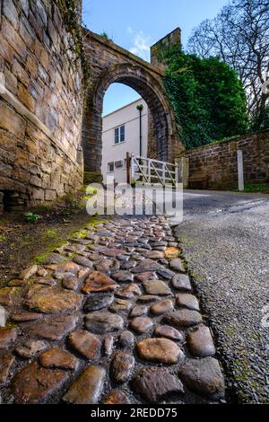 Cobblestones leading to South Bailey Gate In Durham Stock Photo
