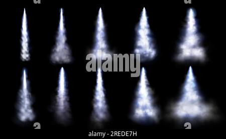 Space rocket fire trails set isolated on transparent background. Vector ...