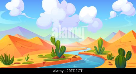 Cartoon illustration of pyramids in a sandy desert Stock Vector Image ...