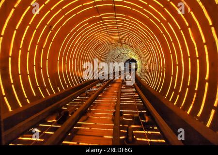 The Bund Sightseeing Tunnel under Huangpu river is one of Shanghai's top five tourist attractions, China Stock Photo