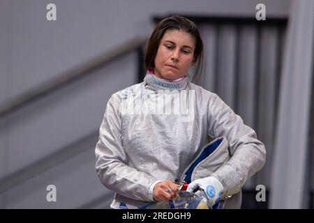 Milan, Italy. 27th July, 2023. Centro Congressi MiCo, Milan, Italy, July 27, 2023, Gregorio Rossella (ITA) during FIE Senior Fencing World Championships - day6 - Sword Credit: Live Media Publishing Group/Alamy Live News Stock Photo