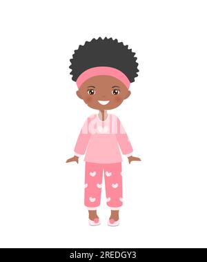 African american girl dressing in pajamas Stock Vector