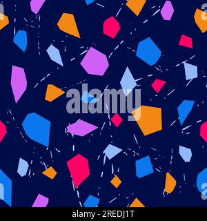 Terrazzo mosaic pattern on texture dark background Stock Vector