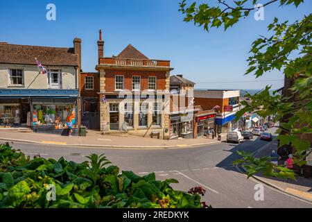 Looking down Church Street in Great Malvern on a sunny summer day. Stock Photo