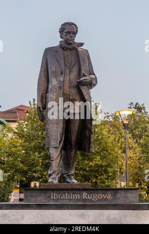 PRISTINA, KOSOVO - AUGUST 13, 2019: Ibrahim Rugova monument in Pristina, Kosovo Stock Photo