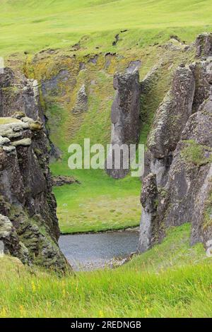 Fjaora River in Fjaorargljufur canyon Iceland Stock Photo