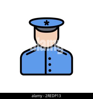 policeman line color filled icon isolated Stock Vector