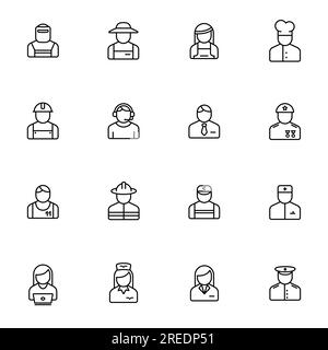 occupation outline icons isolated Stock Vector