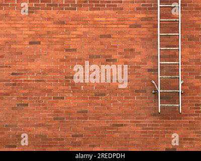 Safety exit ladders on brick wall Stock Photo