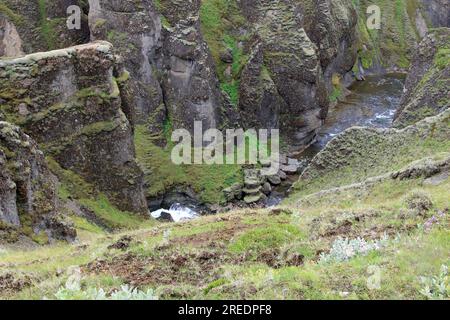 Fjaora River in Fjaorargljufur canyon Iceland Stock Photo