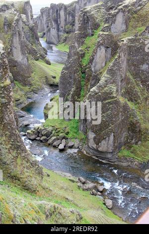 Fjaora River in Fjaorargljufur canyon Iceland Stock Photo