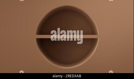 3d empty brown circle niche showcase shelf in wall background. Studio decoration storage frame for exhibit or presentation realistic vector mockup. Luxury round recess compartment indoor place. Stock Vector