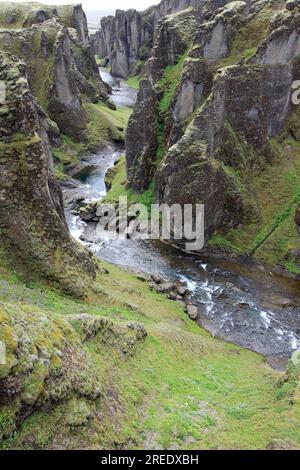 Fjaora River in Fjaorargljufur canyon Iceland Stock Photo