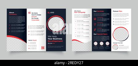 company template, trifold brochure, annual, report, project report, modern flyer Stock Vector