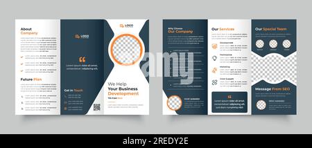 Corporate business trifold brochure design, company template, trifold brochure, annual, report Stock Vector