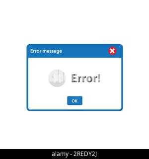 Error message window on a white background with copy space Stock Vector