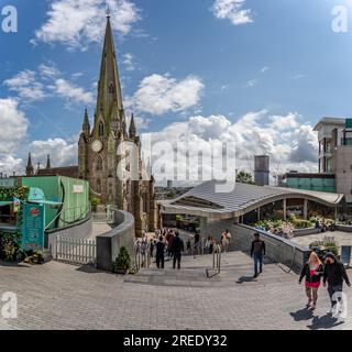 St Martins Church seen from the Bullring Shopping Centre linkway in Birmingham, West Midlands, UK on 23 July 2023 Stock Photo