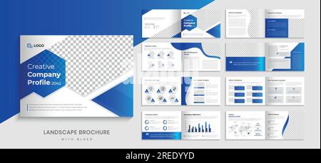Business Company profile landscape brochure template Stock Vector